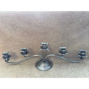 Vintage Silver on Solid Copper 5 Taper Candelabra Candle Holder Gregorian USA